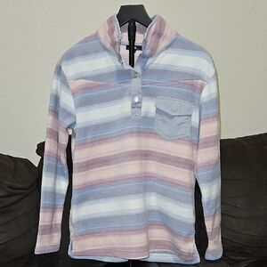 Angels Pastel Striped Button-Up Sweatshirt